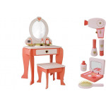 Veľký elegantný drevený toaletný stolík so zrkadlom Srdce  ružová 